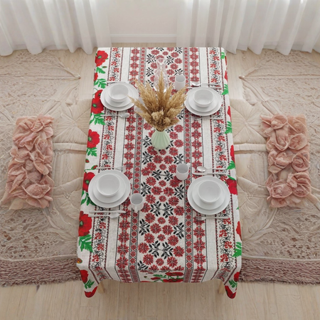 Скатертина орнамент з маками 110*150