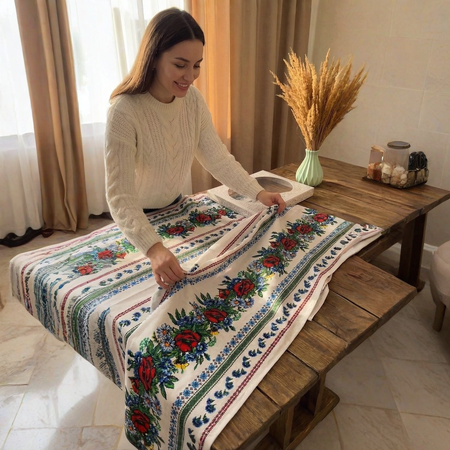 Скатертина вишиванка букет 150*220