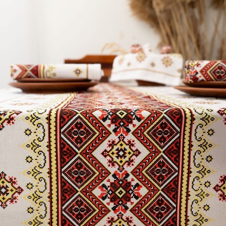 Скатертина вишиванка червона 150*220
