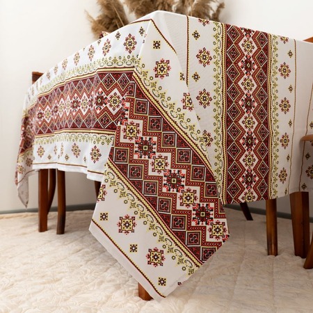 Скатертина вишиванка червона 150*220