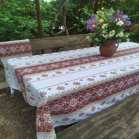 Скатертина вишиванка червона 150*220