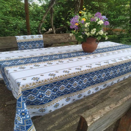 Скатертина вишиванка синя 150*220