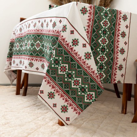 Скатертина вишиванка зелена 150*220