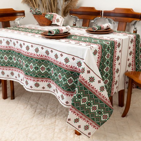Скатертина вишиванка зелена 150*220