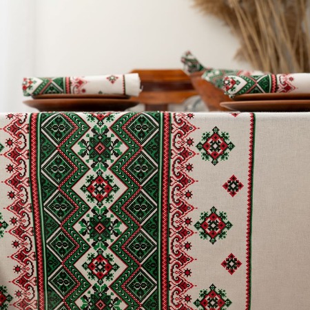 Скатертина вишиванка зелена 150*220