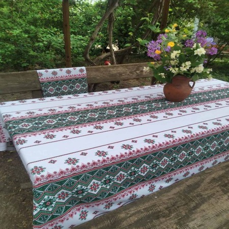 Скатертина вишиванка зелена 150*220